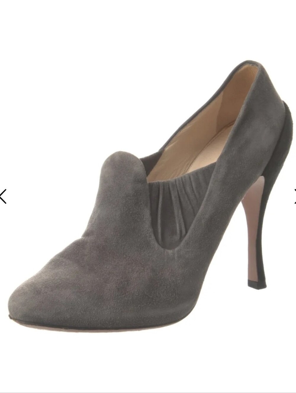 Prada Gray‎ Suede Contrast Heel Pumps Sz 39 Designer Luxury Minimalist Formal